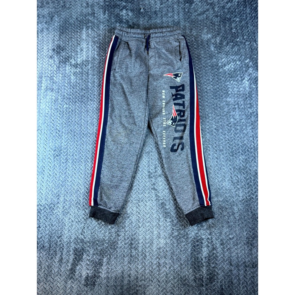 NFL Team Apparel New England Patriots Sweatpants Boys M 10-12 Gray Fleece Lined